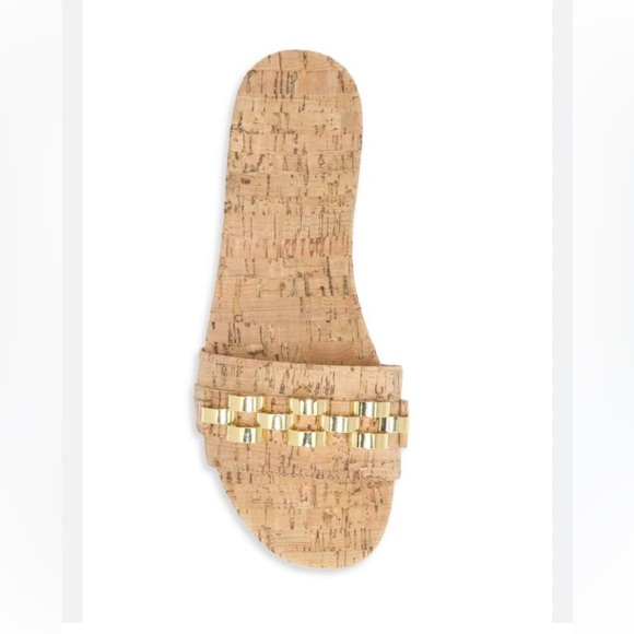 Veronica Beard Eni Chain-Trimmed Cork Slides 6.5 New - Picture 2 of 16